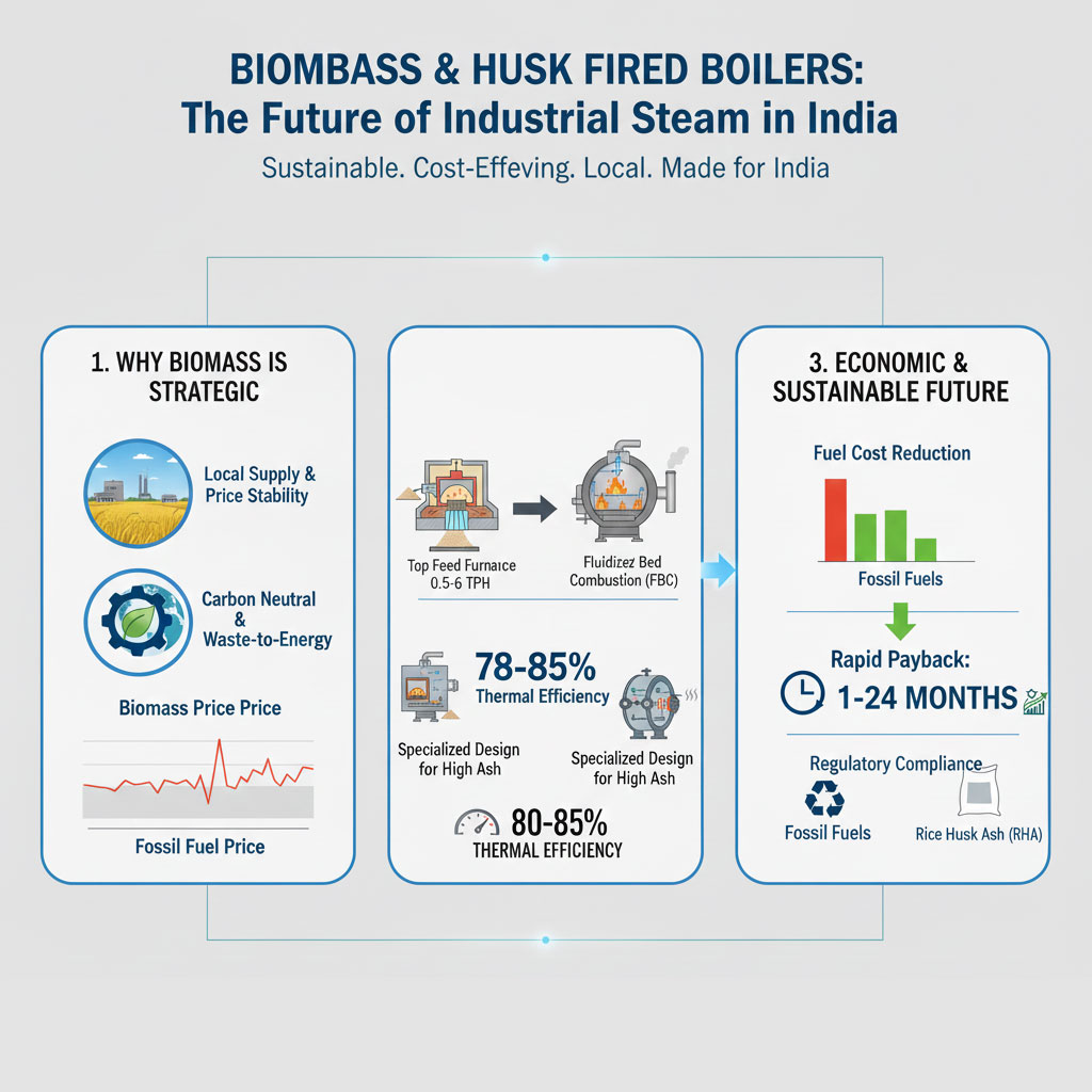 Biomass & Husk Fired Boilers: The Future of Industrial Steam in India