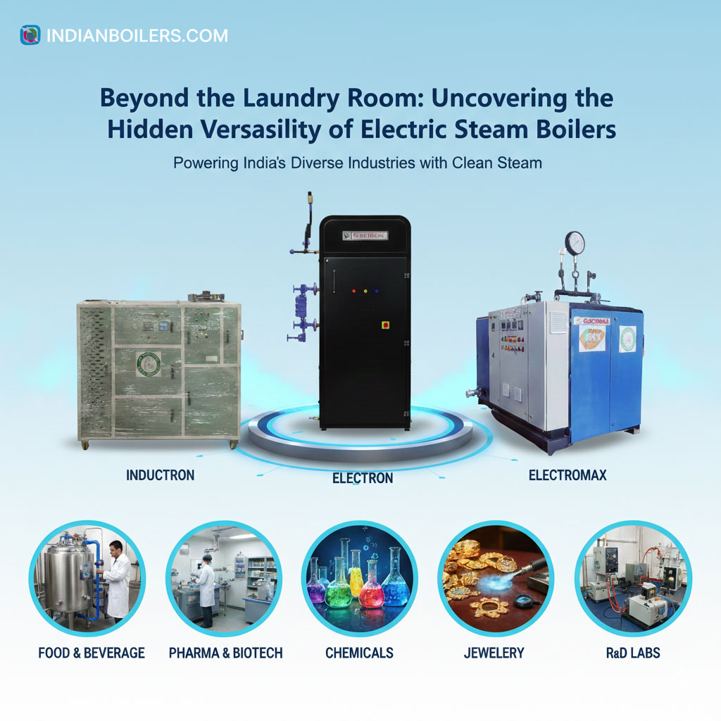 What applications utilize electric steam boilers, besides laundries and hospitals?
