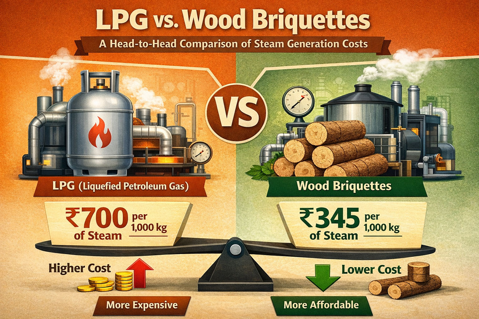 LPG vs. Wood Briquettes: A Head-to-Head Comparison of Steam Generation Costs.