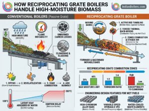 How Reciprocating Grate Boilers Handle High-Moisture Biomass Better Than Conventional Boilers