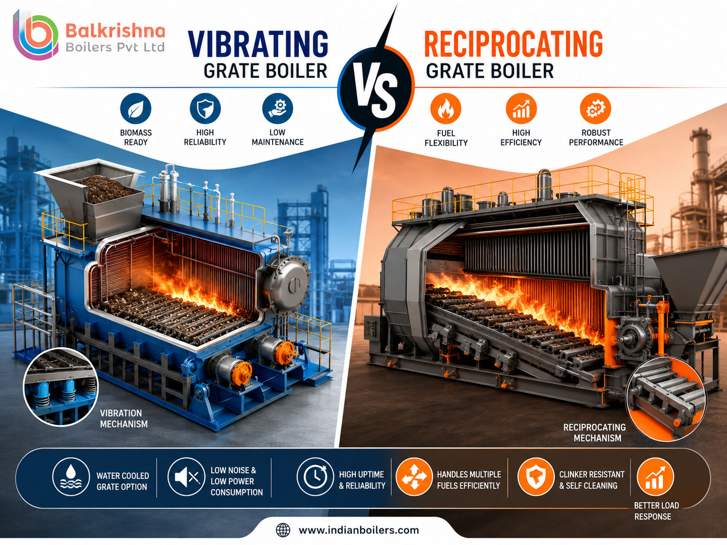 Vibrating Grate Boiler vs Reciprocating Grate Boiler