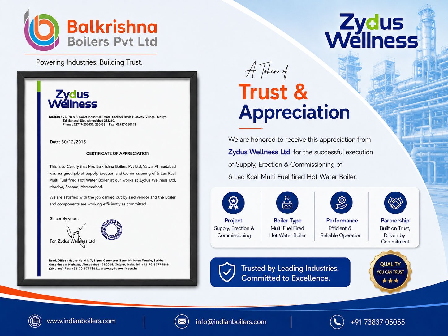 Appreciation Letter – From Zydus Wellness Ltd