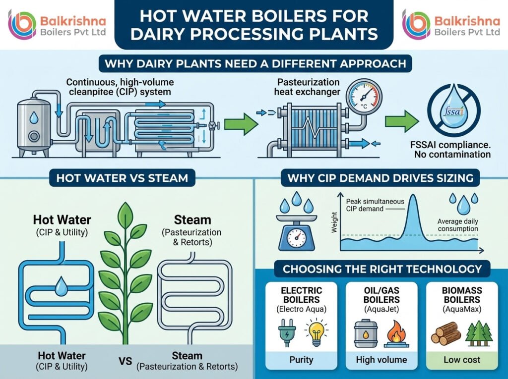 Hot Water Boilers for Dairy Processing Plants