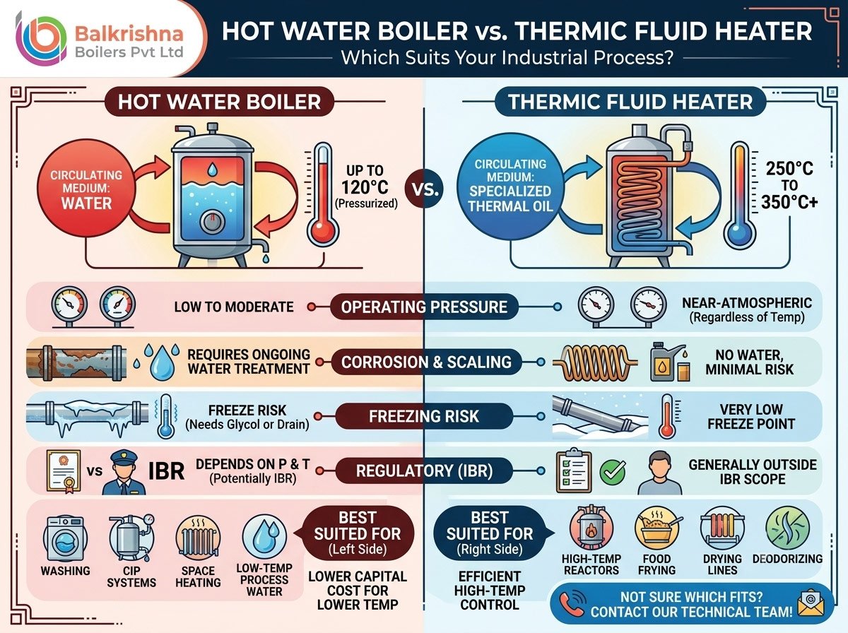 Thermic Fluid Heater vs Hot Water Boiler: Key Differences
